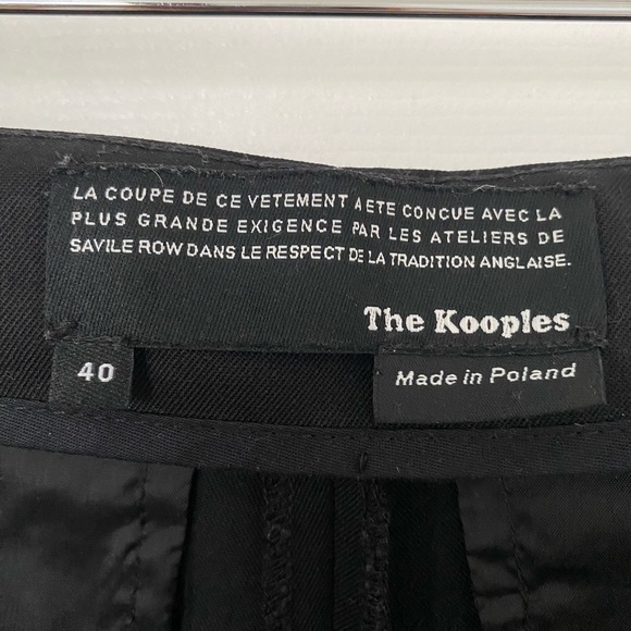 The Kooples Womens Black Suit Wool Trouser, Leather Trim 40 FR / 30” - Picture 2 of 7